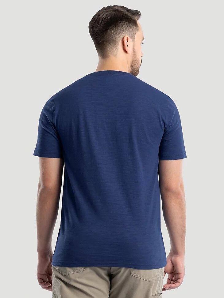 camiseta henley de punto flameado para hombre color azul