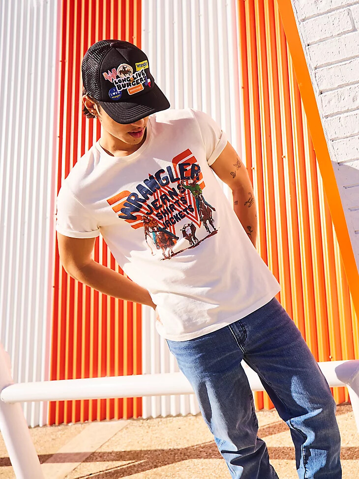 camiseta gráfica para hombre wrangler x whataburger marshmallow