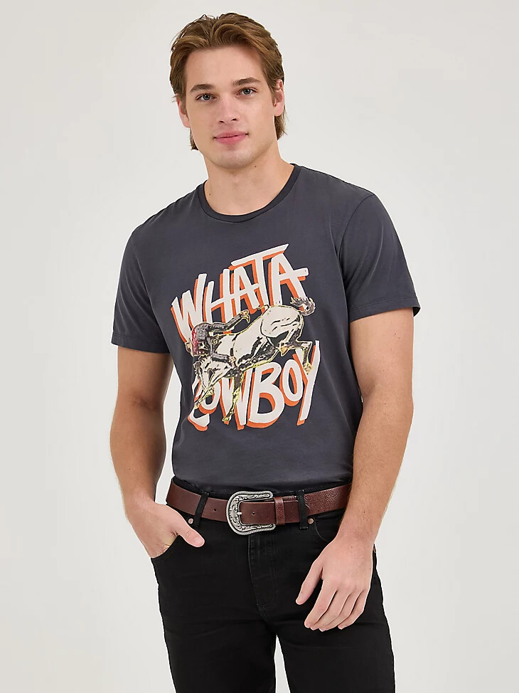 camiseta gráfica vaquera wrangler x whataburger para hombre color negro descolorido