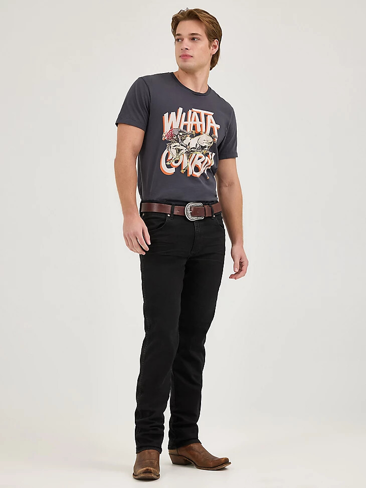 camiseta gráfica vaquera wrangler x whataburger para hombre color negro descolorido