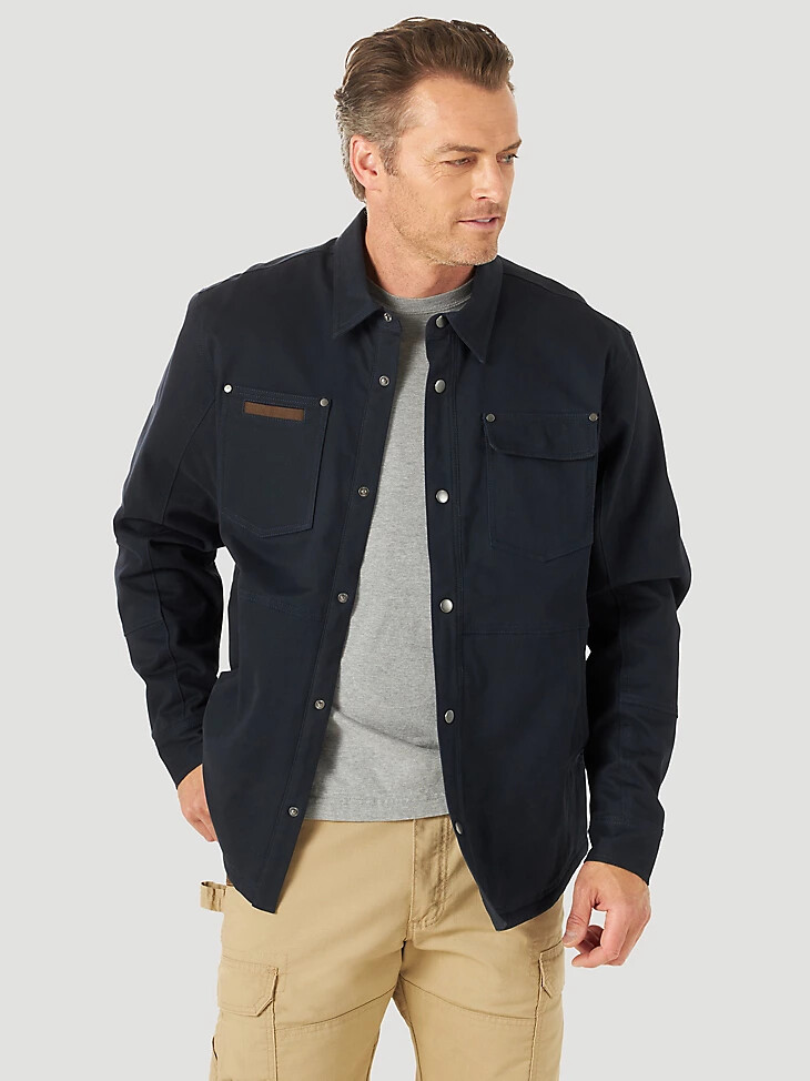 chaqueta de trabajo con forro polar wrangler riggs workwear tough layers color azul marino oscuro