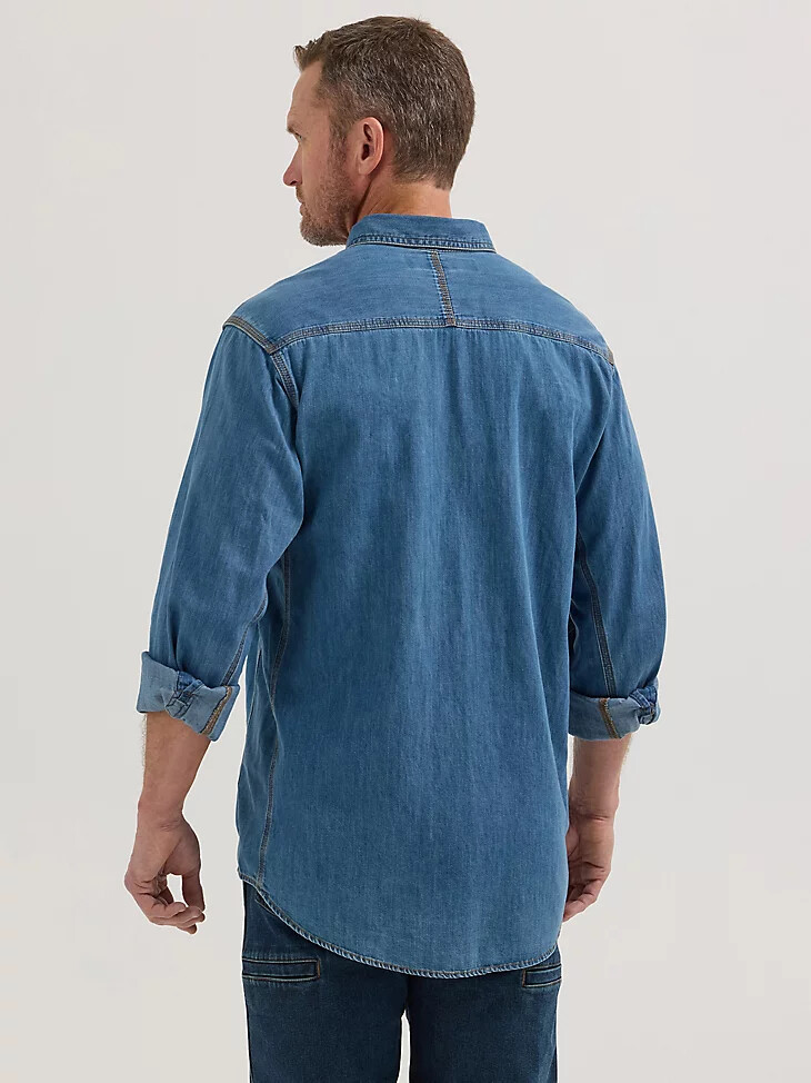 camisa de trabajo vaquera lisa de manga larga con botones wrangler riggs workwear antique