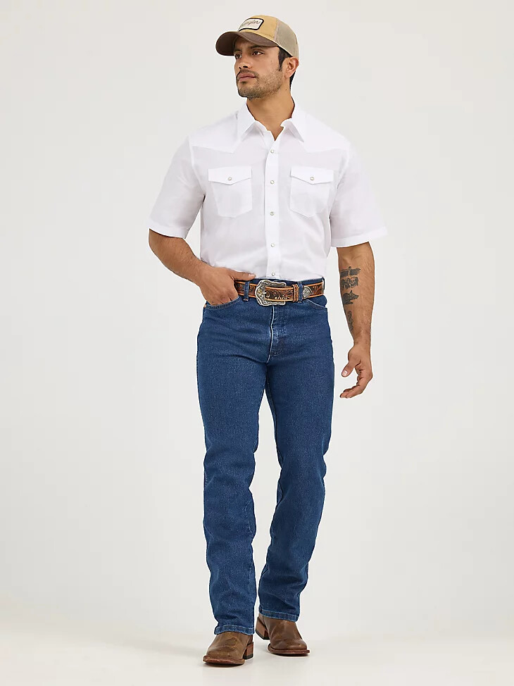 camisa deportiva wrangler de manga corta lisa con broches estilo western para hombre color blanco