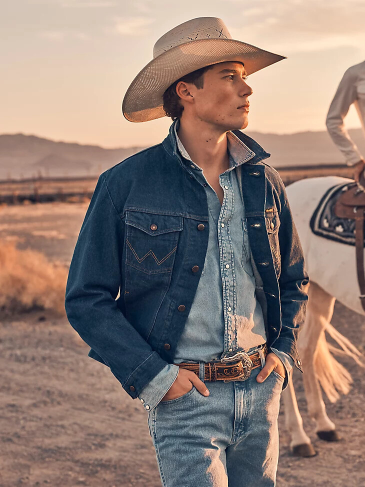 chaqueta vaquera sin forro wrangler cowboy cut denim prelavado