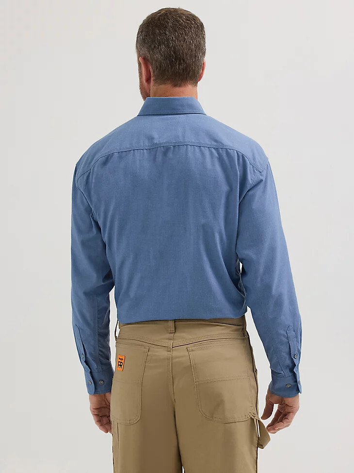 camisa de trabajo wrangler fr riggs con bolsillo de solapa resistente al fuego color azul claro