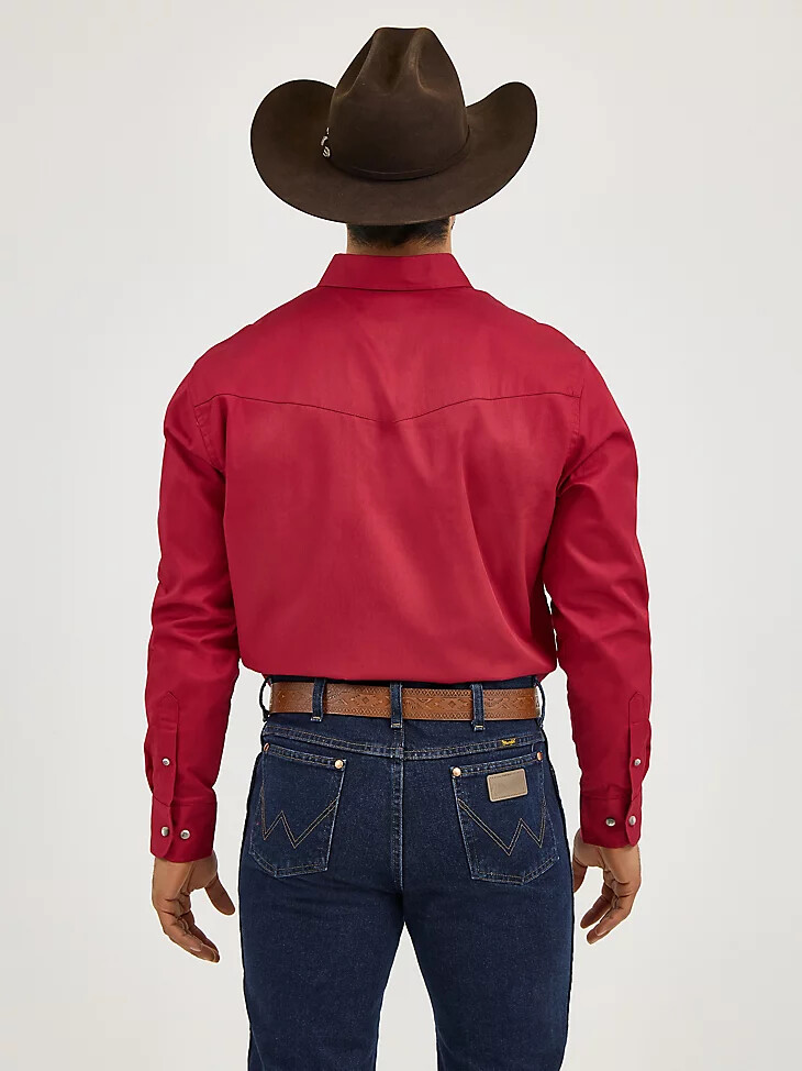 camisa ligera de sarga lisa con botones y manga larga de painted desert color rojo