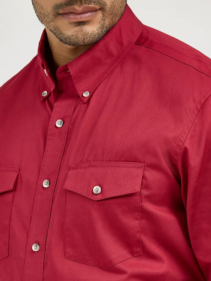 camisa ligera de sarga lisa con botones y manga larga de painted desert color rojo
