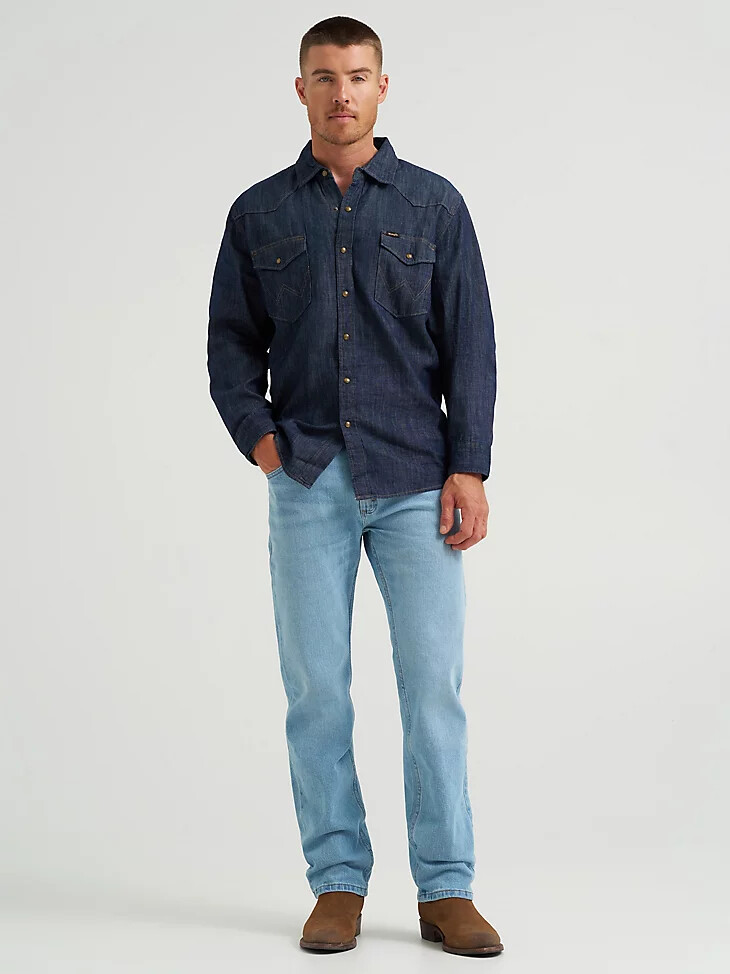 camisa vaquera estilo western con broches frontales para hombre
