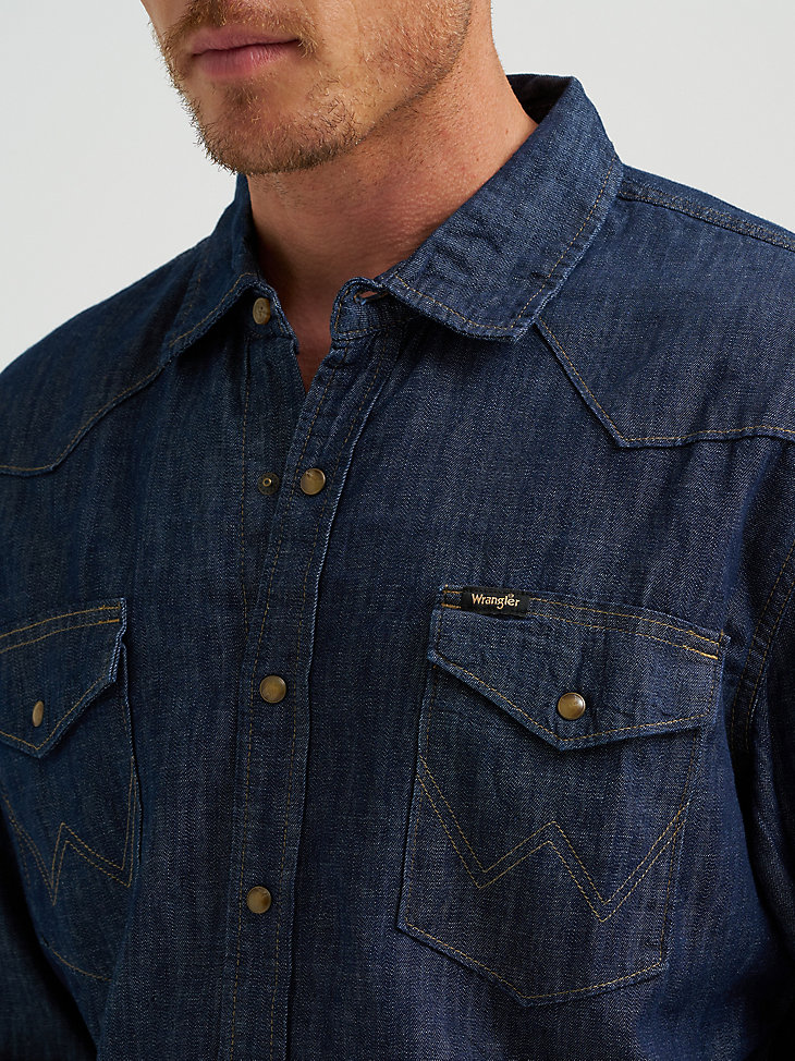 camisa vaquera estilo western con broches frontales para hombre