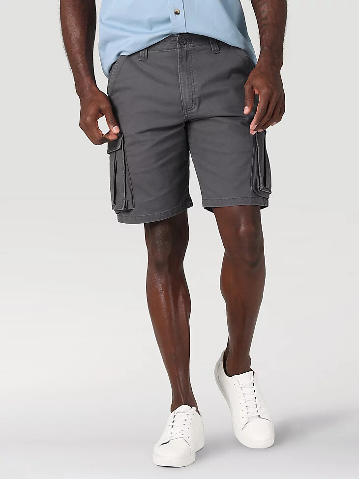 pantalón corto cargo elástico de espiga para hombre en color asfalto