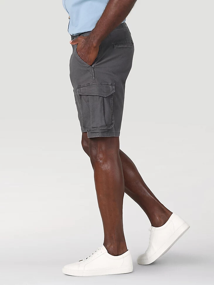pantalón corto cargo elástico de espiga para hombre en color asfalto