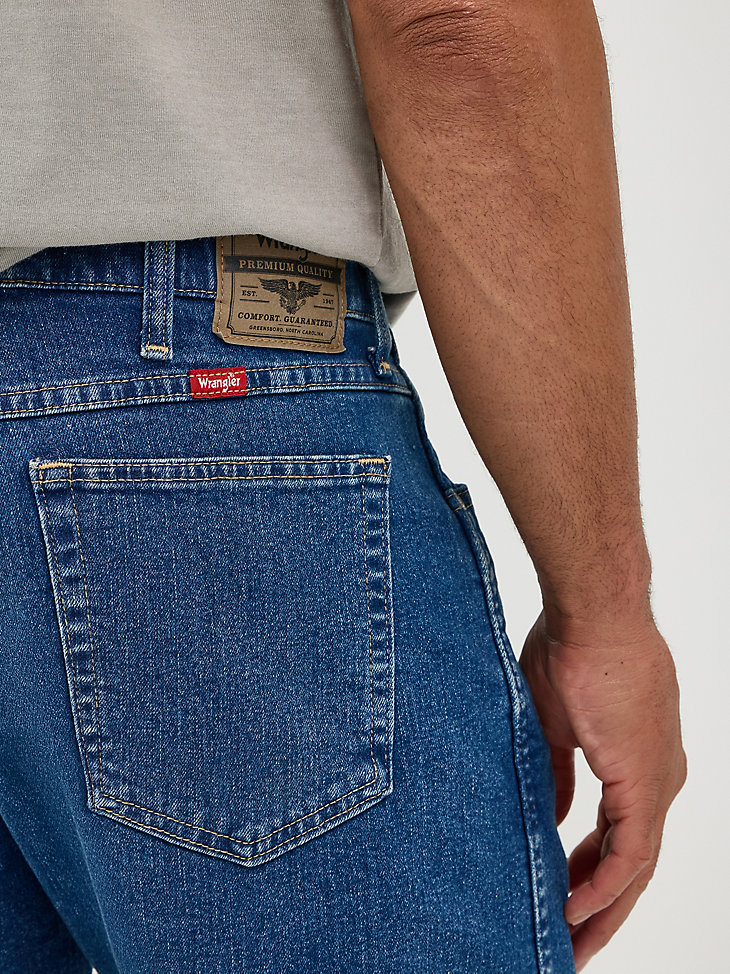 pantalón corto vaquero holgado de cinco bolsillos wrangler five star premium para hombre color piedra medio