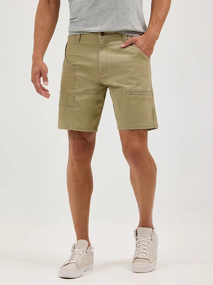 pantalón corto utilitario militar vintage caqui para hombre