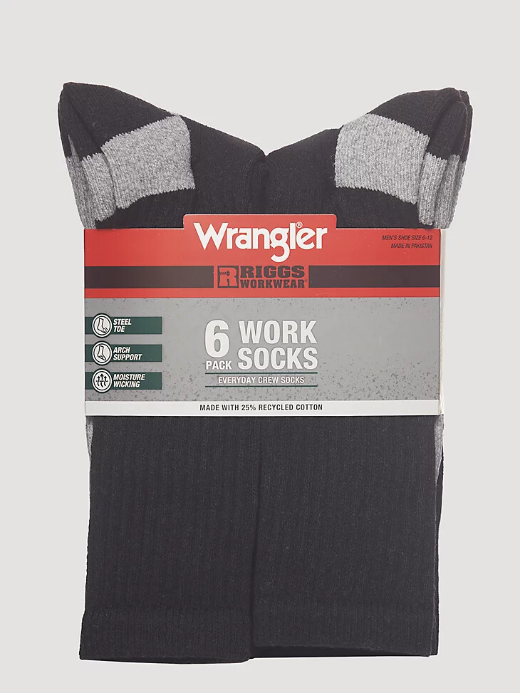 calcetines deportivos ultra secos riggs workwear paquete de 6 negros