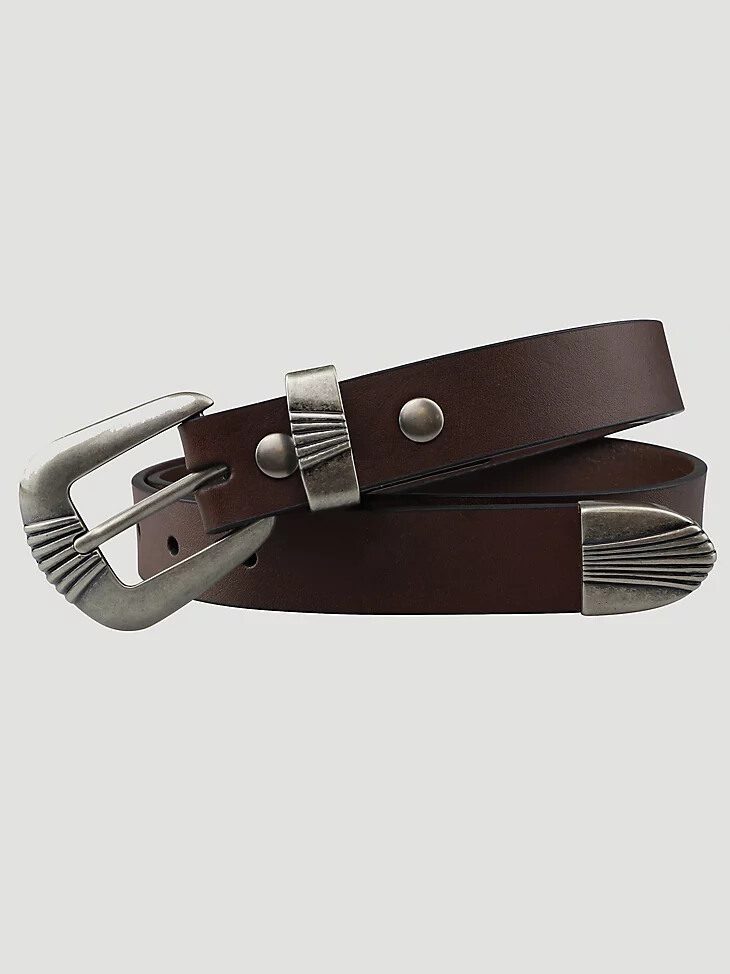 cinturón wrangler scallop de 3 piezas con hebilla para mujer color marrón