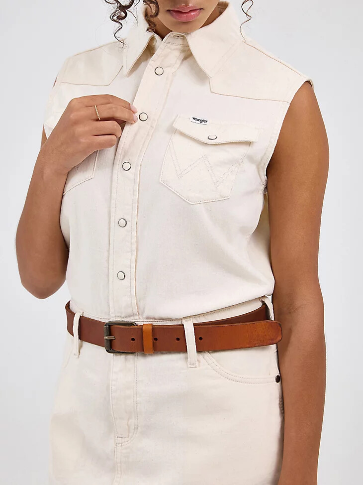 vestido vaquero sin mangas para mujer color natural