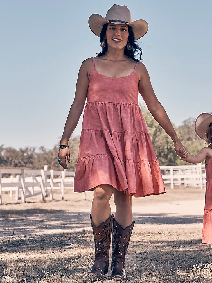 vestido rojo de tirantes wrangler para mujer