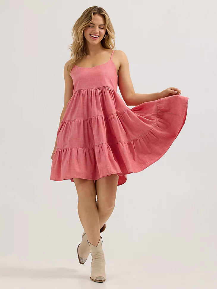 vestido rojo de tirantes wrangler para mujer