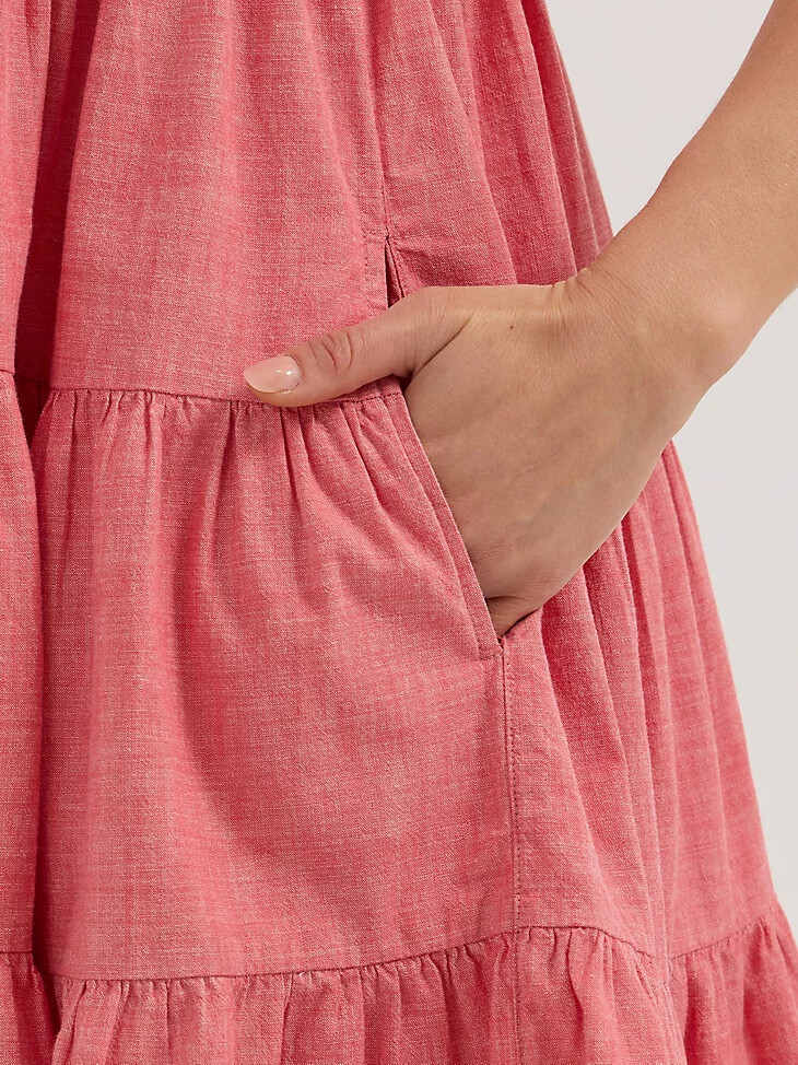 vestido rojo de tirantes wrangler para mujer