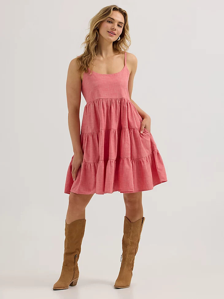 vestido rojo de tirantes wrangler para mujer