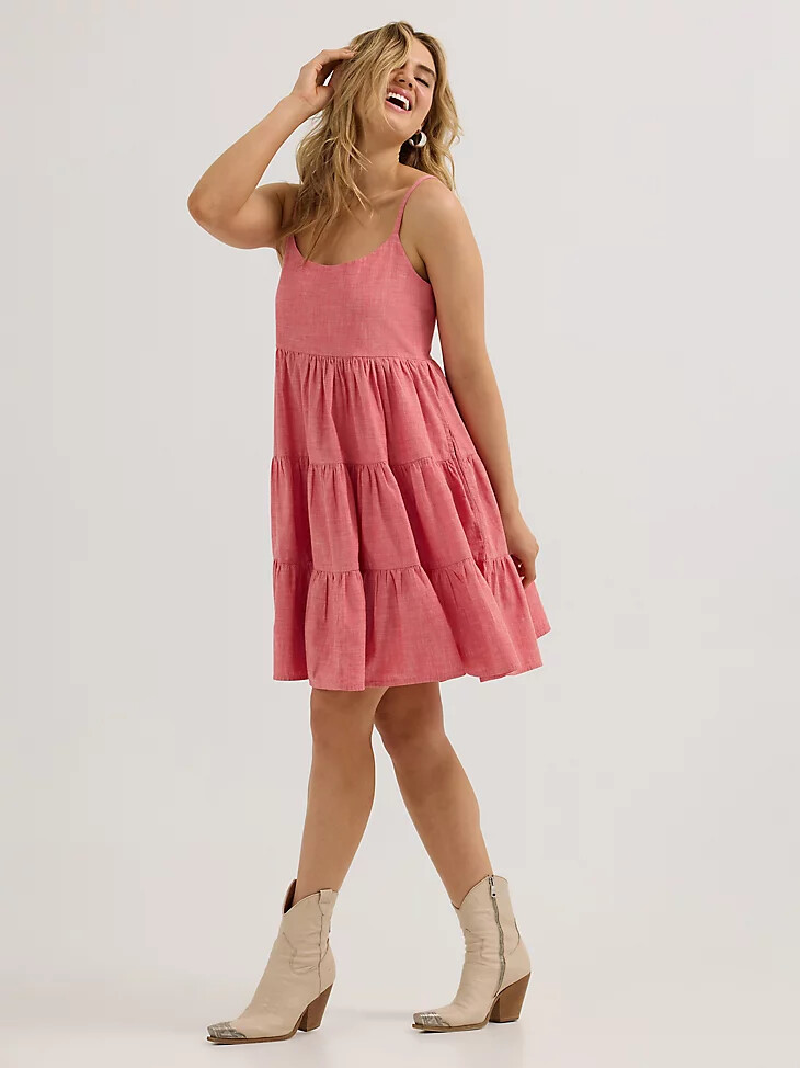 vestido rojo de tirantes wrangler para mujer