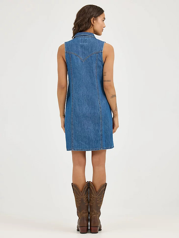 vestido recto de mezclilla para mujer meadow mist