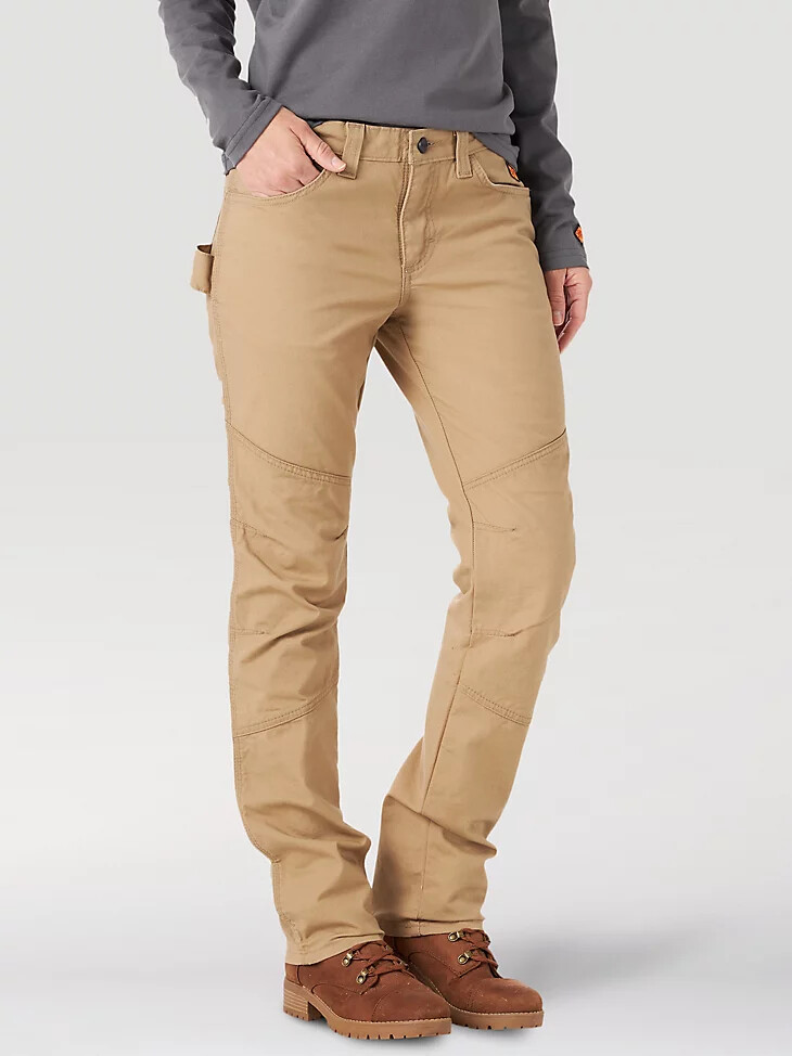 pantalón utilitario ignífugo wrangler fr para mujer color caqui dorado