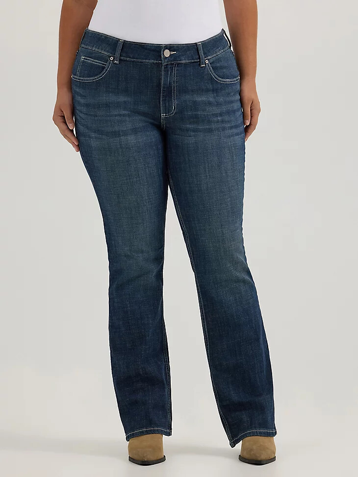 vaqueros de corte bota para mujer talla grande lavado do