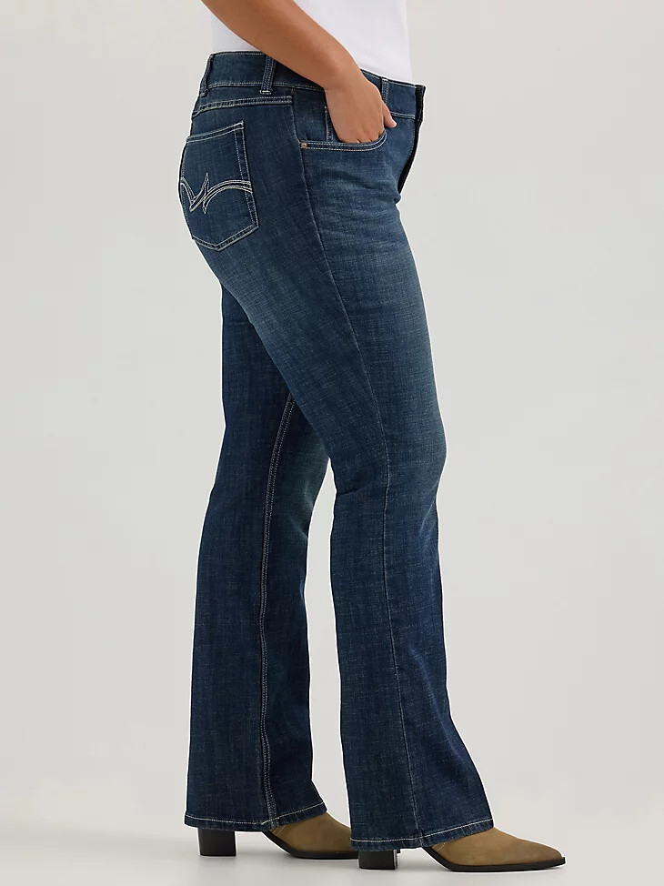 vaqueros de corte bota para mujer talla grande lavado do
