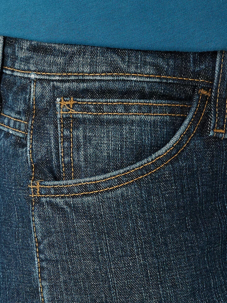 vaqueros wrangler fr resistentes al fuego con corte de bota para mujer con diseño de rayado cruzado