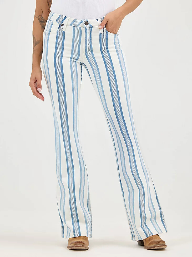 jean acampanado de tiro alto con rayas bailey de wrangler retro para mujer gabby