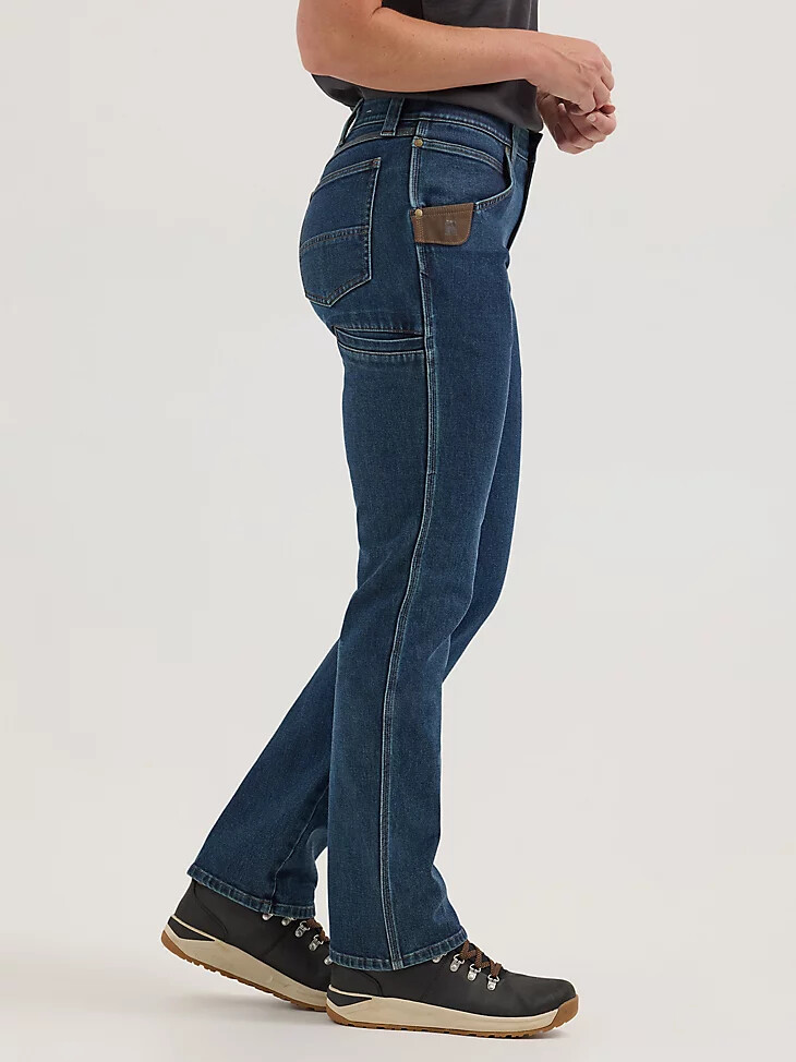 vaqueros de trabajo técnicos rectos wrangler riggs workwear para mujer con lavado vintage