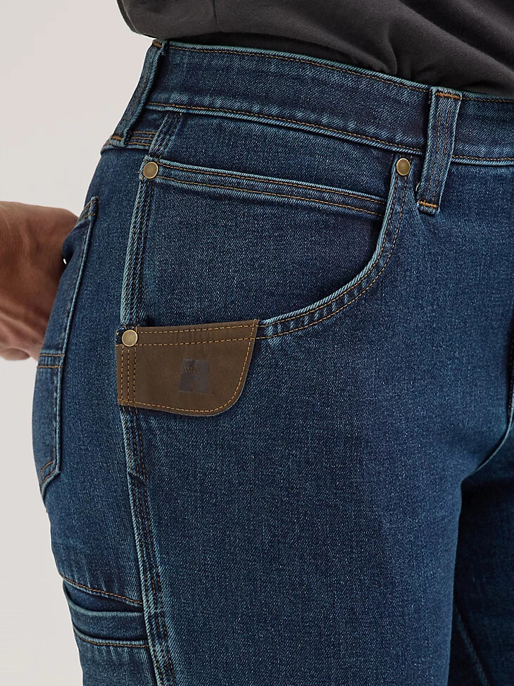 vaqueros de trabajo técnicos rectos wrangler riggs workwear para mujer con lavado vintage