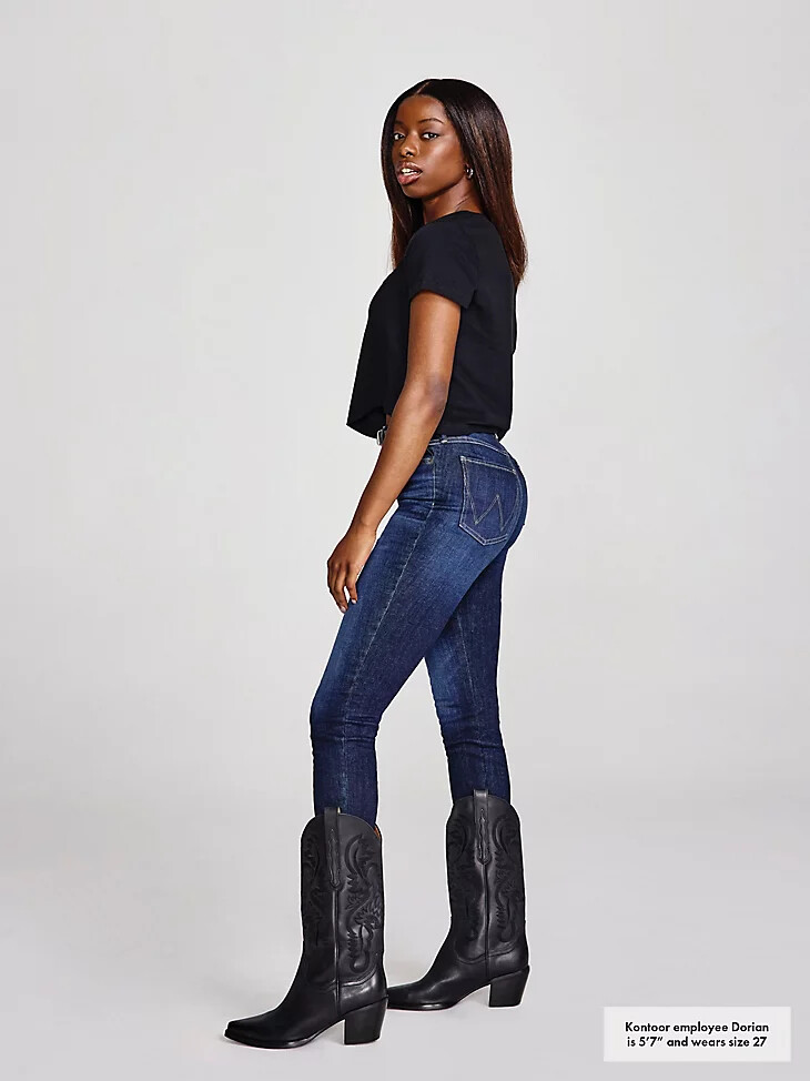 vaqueros ajustados de tiro alto wrangler bespoke para mujer rae