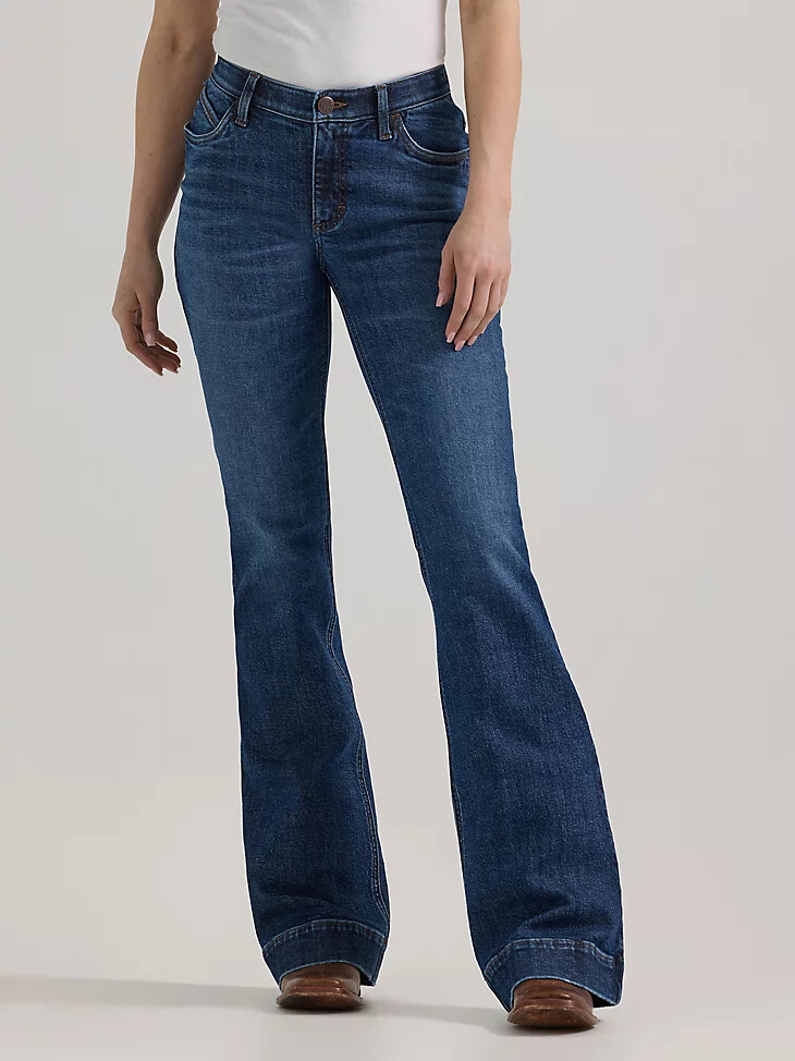 pantalón vaquero de equitación wrangler ultimate para mujer tiro medio color willow luna