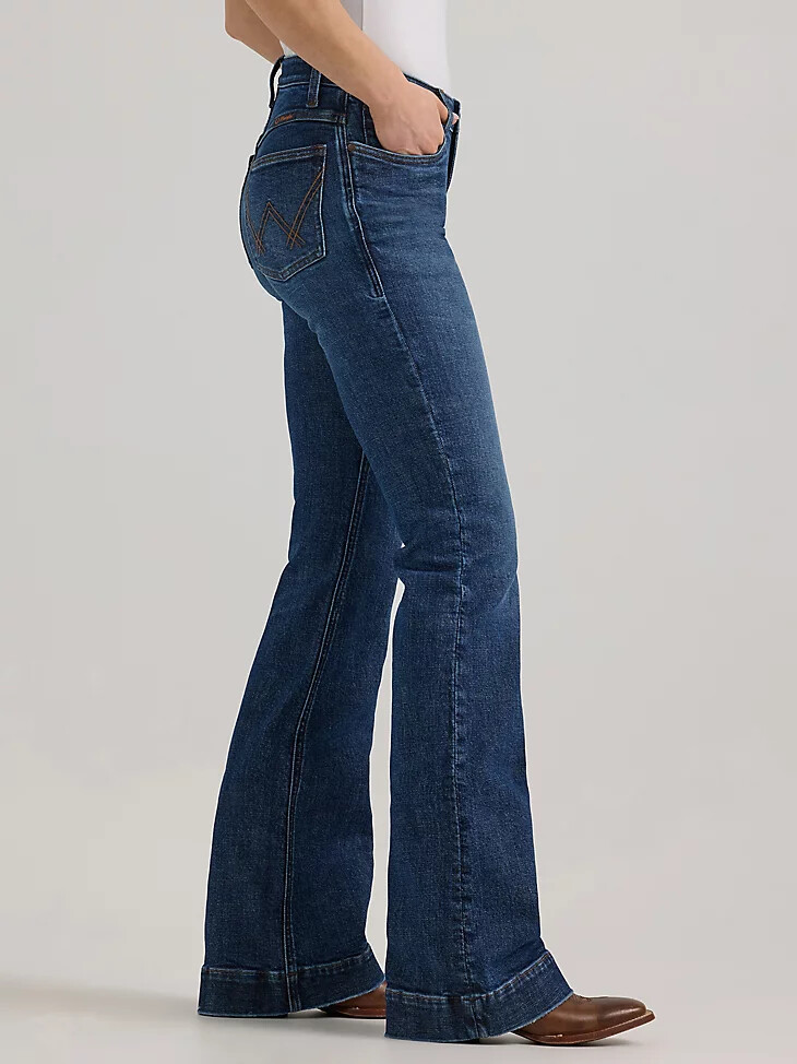 pantalón vaquero de equitación wrangler ultimate para mujer tiro medio color willow luna
