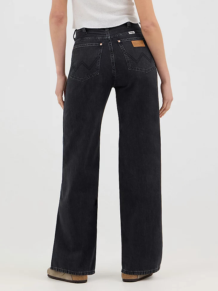 vaqueros holgados con lazo frontal para mujer color negro enjuagado