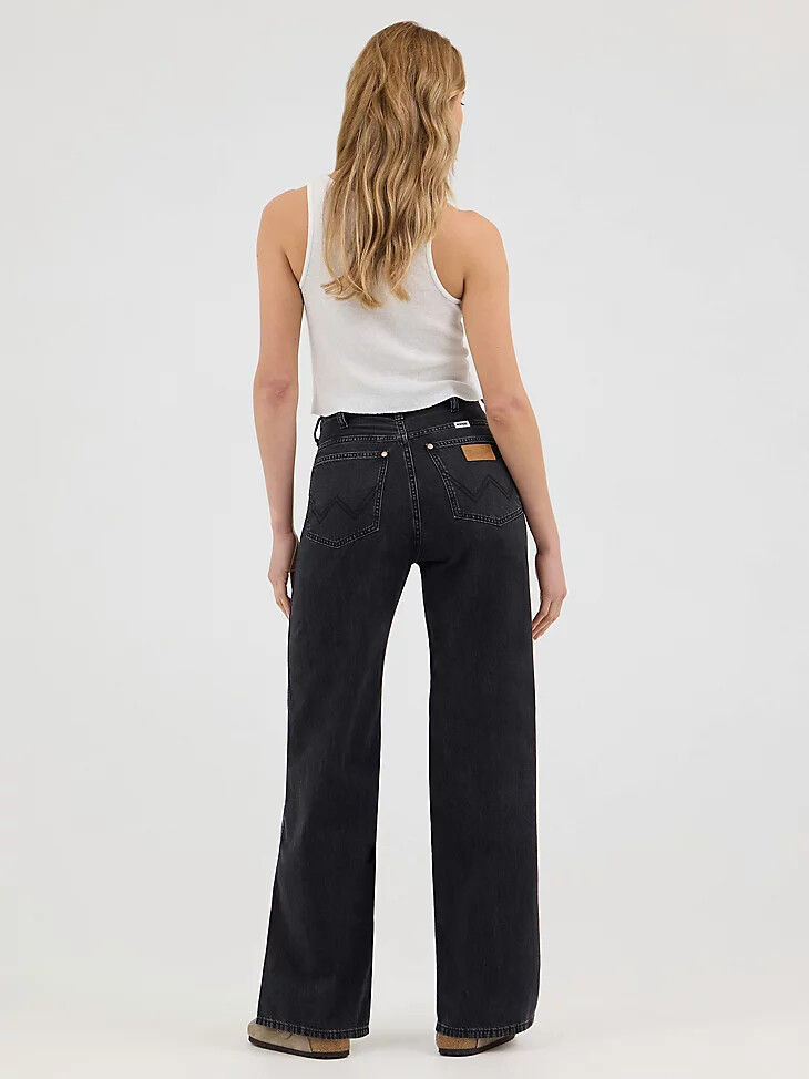 vaqueros holgados con lazo frontal para mujer color negro enjuagado