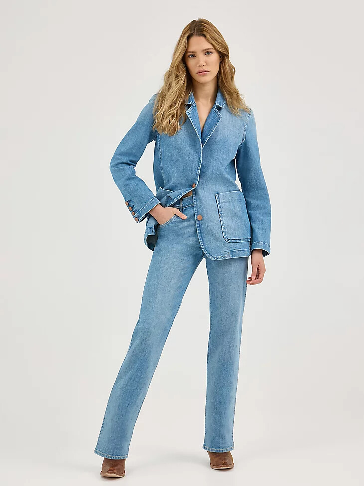 vaqueros rectos de tiro medio sunset para mujer color azul bebé