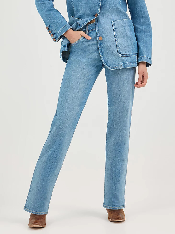 vaqueros rectos de tiro medio sunset para mujer color azul bebé