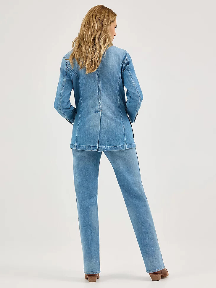 vaqueros rectos de tiro medio sunset para mujer color azul bebé