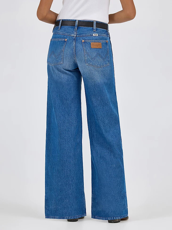 vaqueros de tiro medio y pierna ancha para mujer de worldwide ranch housedown