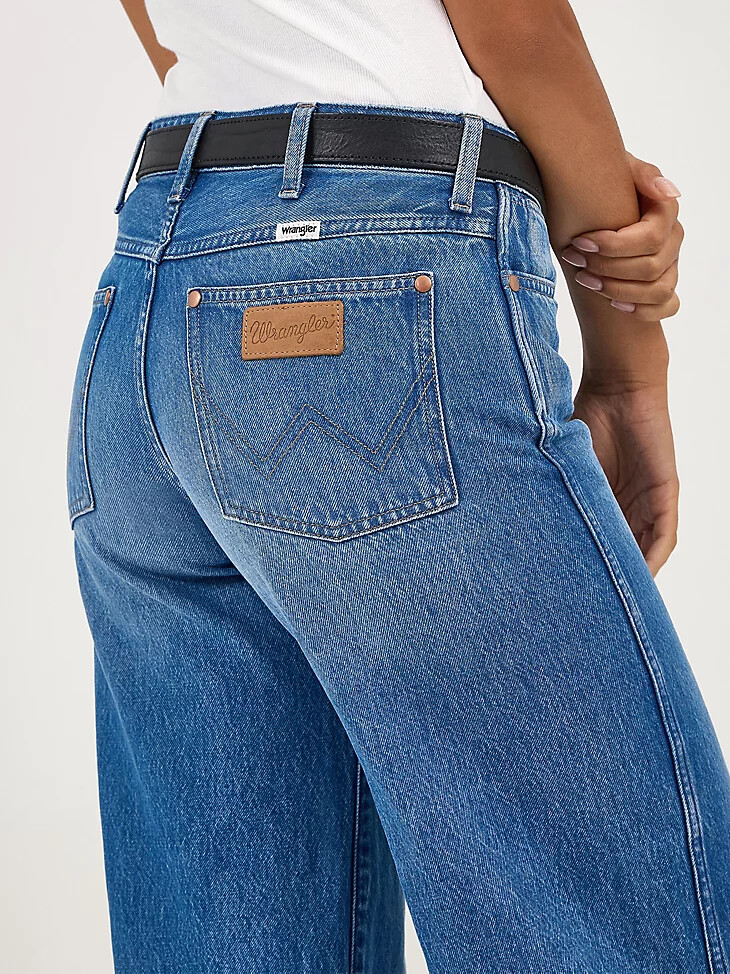 vaqueros de tiro medio y pierna ancha para mujer de worldwide ranch housedown