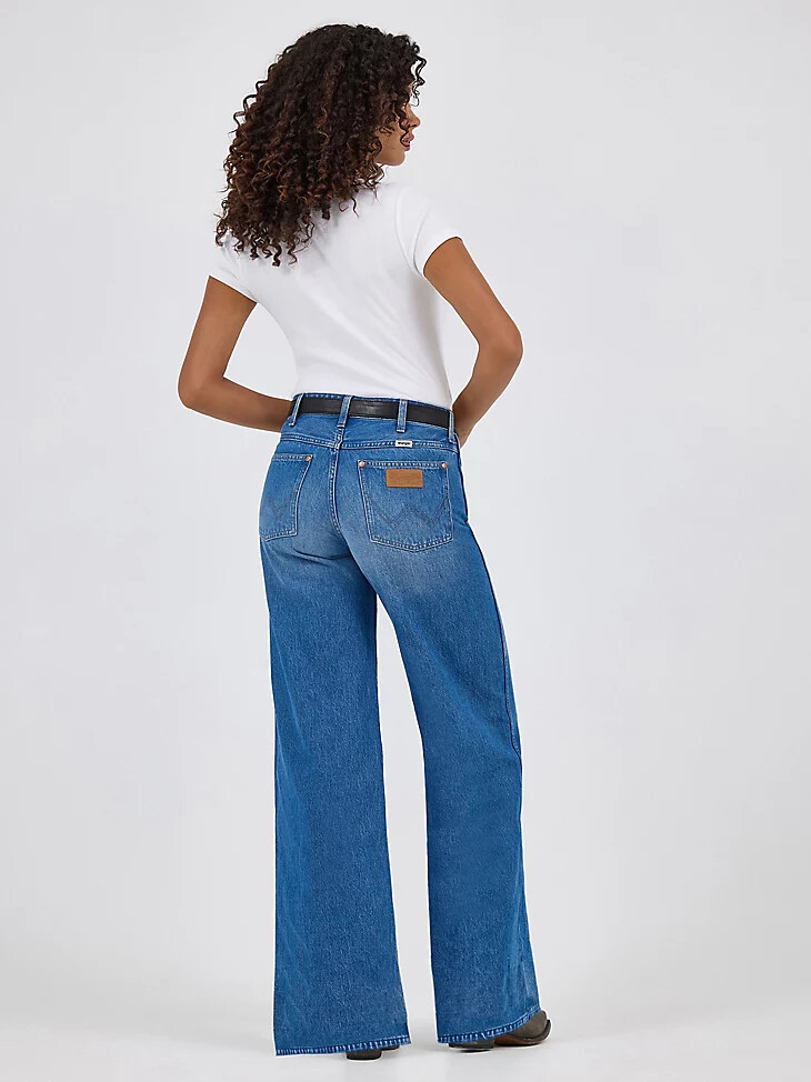 vaqueros de tiro medio y pierna ancha para mujer de worldwide ranch housedown