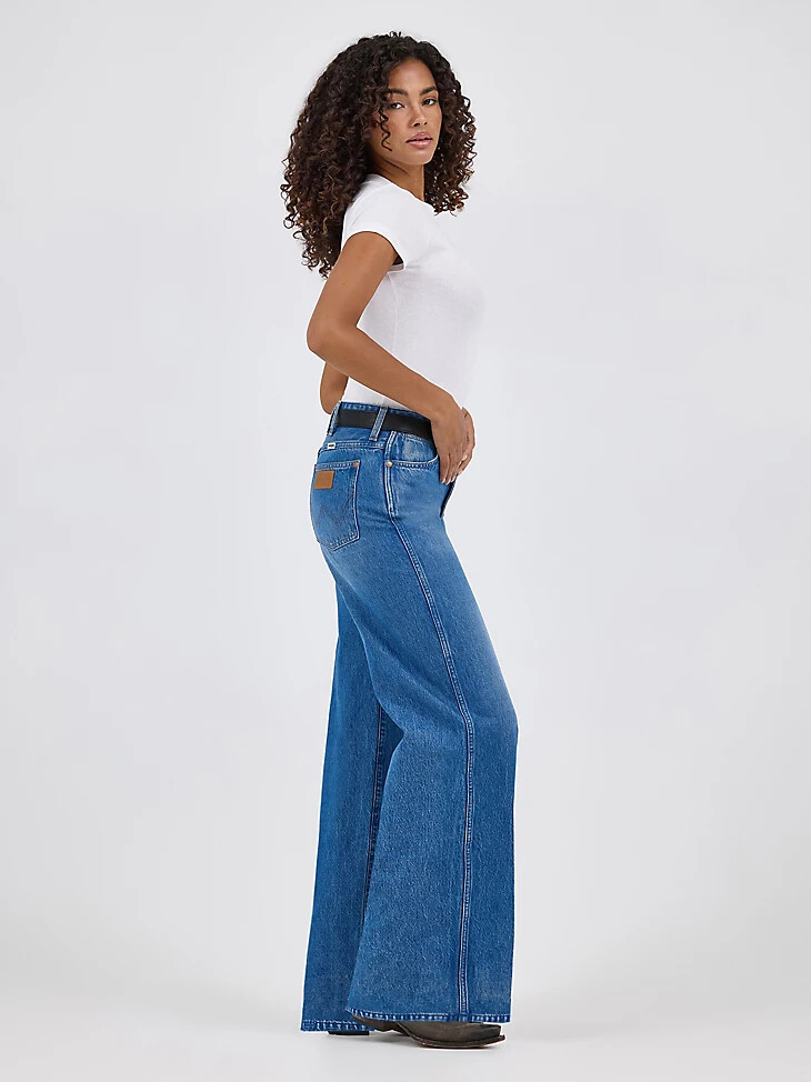 vaqueros de tiro medio y pierna ancha para mujer de worldwide ranch housedown