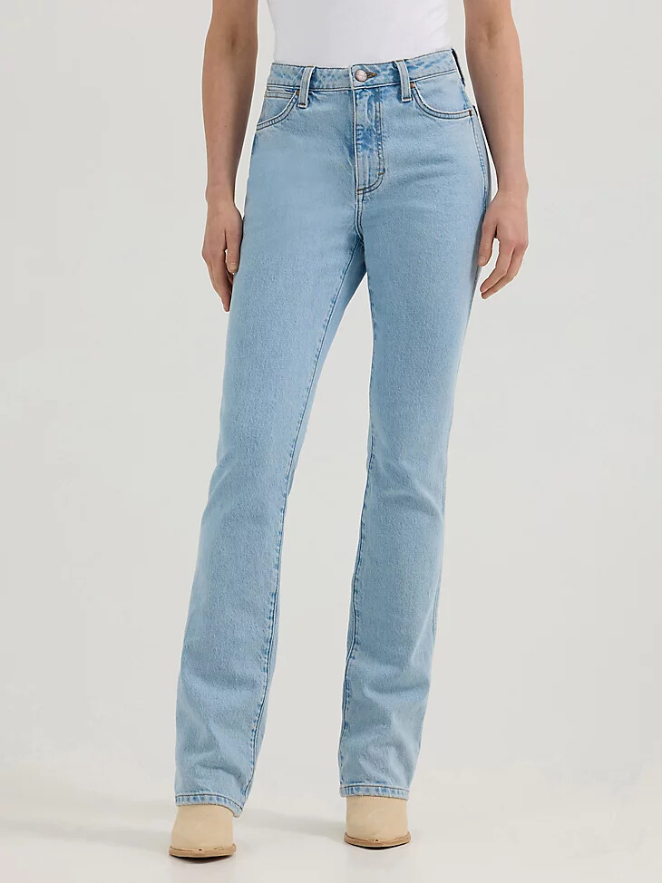 vaqueros wrangler retro bailey de tiro alto con corte acampanado para mujer color lila