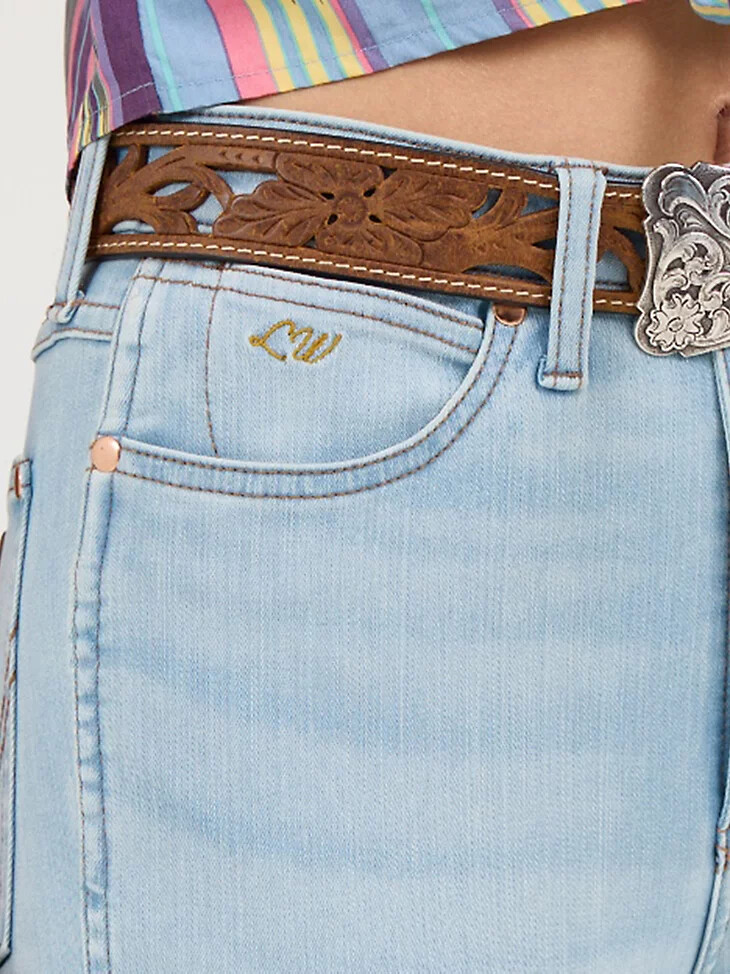 botas wrangler x lainey wilson con dobladillo sin rematar lavado azul blanqueado