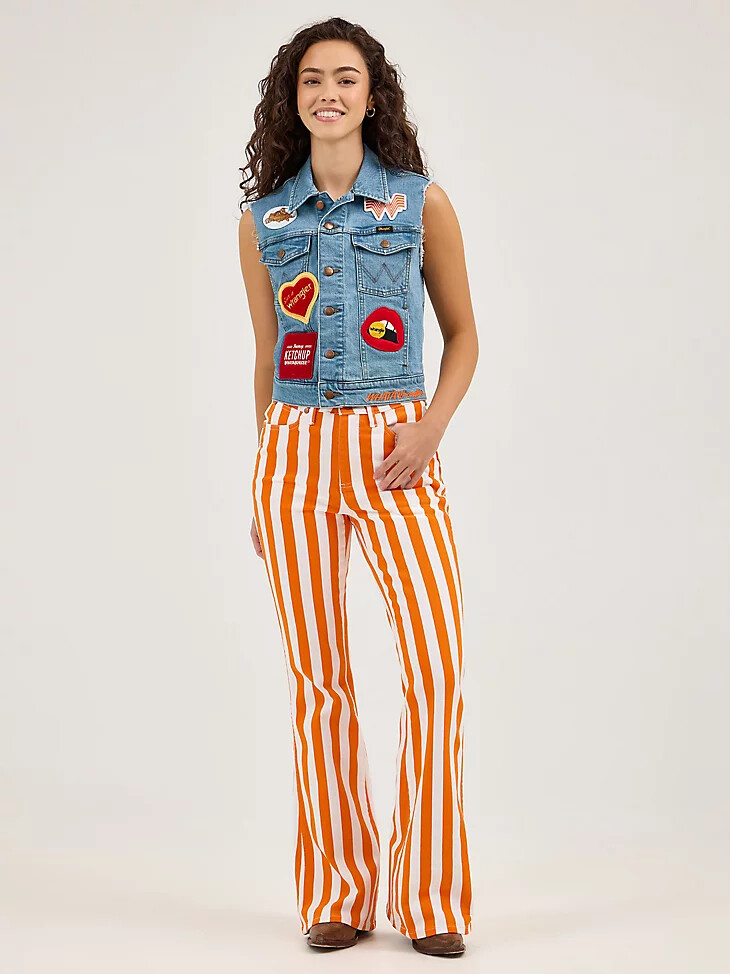 wrangler x whataburger bailey stripe flare jean naranjablanco