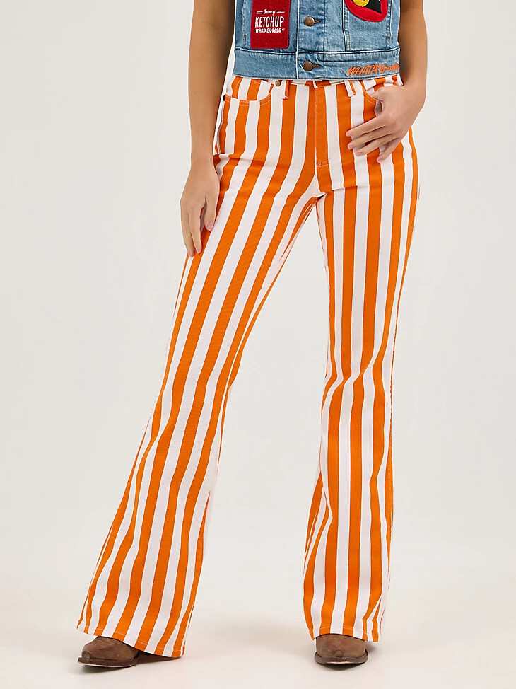 wrangler x whataburger bailey stripe flare jean naranjablanco
