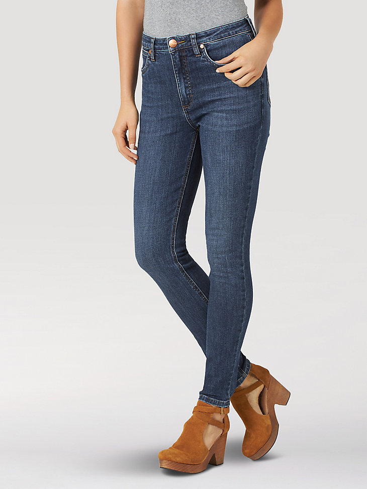 vaqueros ajustados de tiro alto wrangler retro para mujer leah